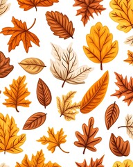 Autumnal leaf pattern with varied colors and shapes