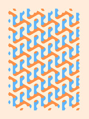 Wall Art Orange and Blue Geometric Pattern