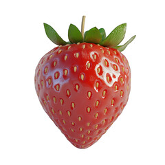 Realistic strawberry 3d render on white background for food and summer themes