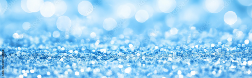 Poster beautiful sparkling blue glitter texture with bokeh effect for background or overlay design