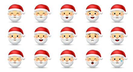 Santa Claus Emoji Faces Different Expressions