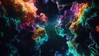 Abstract cosmic nebula, vibrant colors swirling in deep space