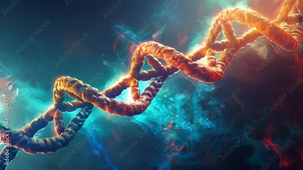 Poster exploring the wonders of dna structure in a cosmic environment at a science exhibition