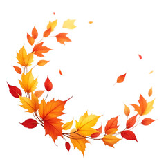 Fototapeta premium Autumn leaves forming a beautiful wreath.