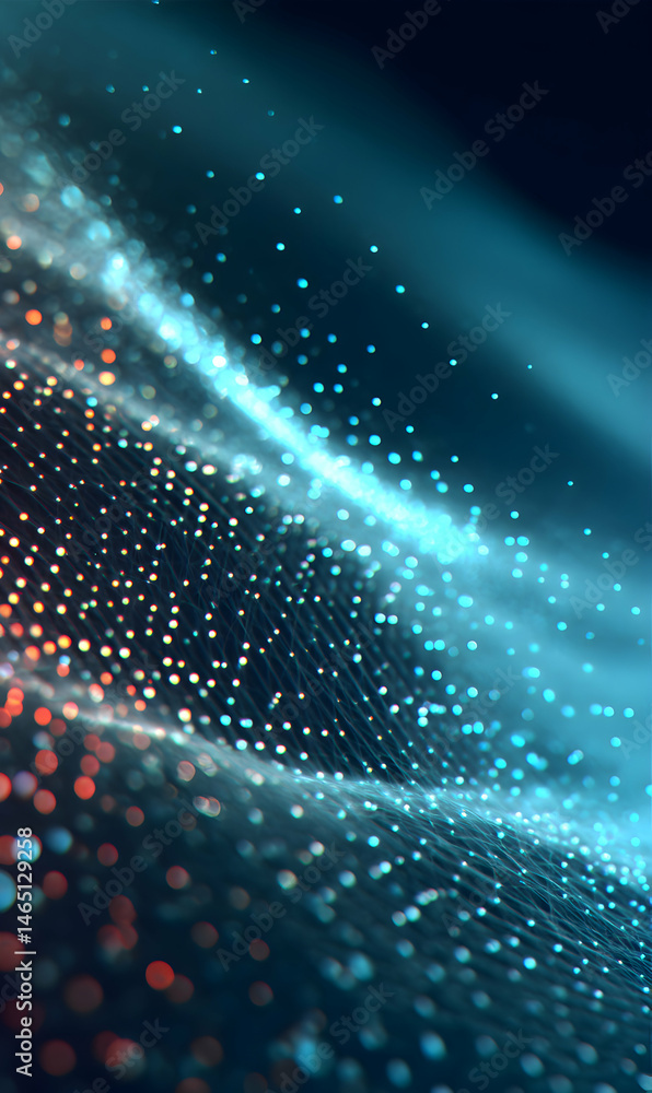 Poster digital luminescence a gradient wave of light particles illuminating a cosmic landscape with depth a