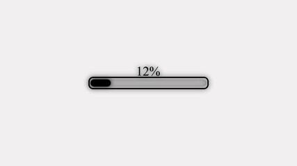 Futuristic hud uploading progress loading bar isolated on black background. Progress bar indicator from 0 to 12% increasing percentage STUCK.