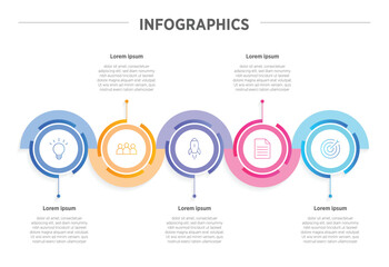 Design infographic 5 options, Business concept infographic template can be used for workflow layout, diagram, number options, timeline or milestones project.