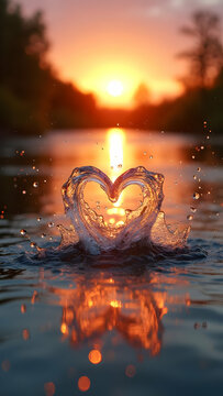Sunset Heart Water Splash