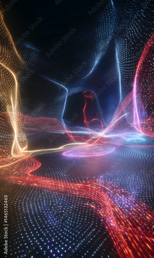 Poster ethereal dimensions light and color coalesce in a captivating visual symphony abstract artwork style