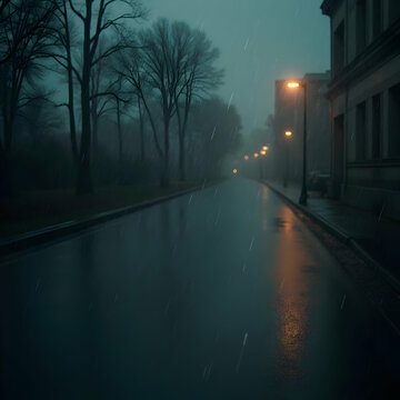 Rainy Night Street Scene Urban Photography