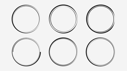 Set of Rough Lines Circles - Hand Drawn Rough Circle Outline