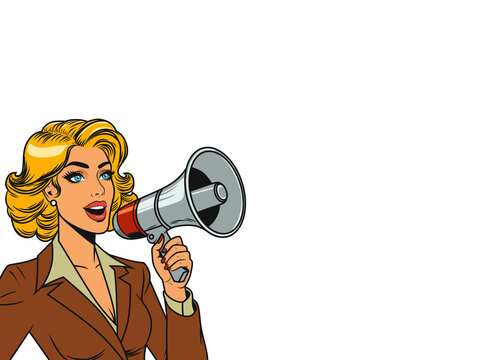 businessman shouting through megaphone