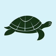 Minimal Turtle Silhouette with Detailed Shell