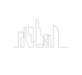 continuous drawing vector one line Panoramic landscape of Metropolis architecture. Hand drawn silhouette of skyscraper. Apartment building isolated minimalist illustration