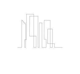 continuous drawing vector one line Panoramic landscape of Metropolis architecture. Hand drawn silhouette of skyscraper. Apartment building isolated minimalist illustration