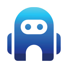 Blue Gradient Robot on White Background