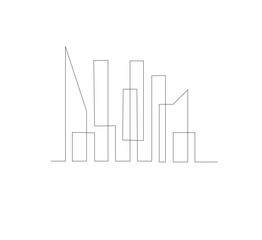 continuous drawing vector one line Panoramic landscape of Metropolis architecture. Hand drawn silhouette of skyscraper. Apartment building isolated minimalist illustration