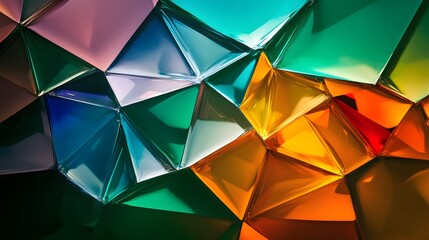 Abstract Colorful Geometric Triangles Shiny Crystal Background