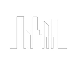 continuous drawing vector one line Panoramic landscape of Metropolis architecture. Hand drawn silhouette of skyscraper. Apartment building isolated minimalist illustration
