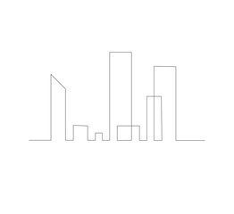 continuous drawing vector one line Panoramic landscape of Metropolis architecture. Hand drawn silhouette of skyscraper. Apartment building isolated minimalist illustration