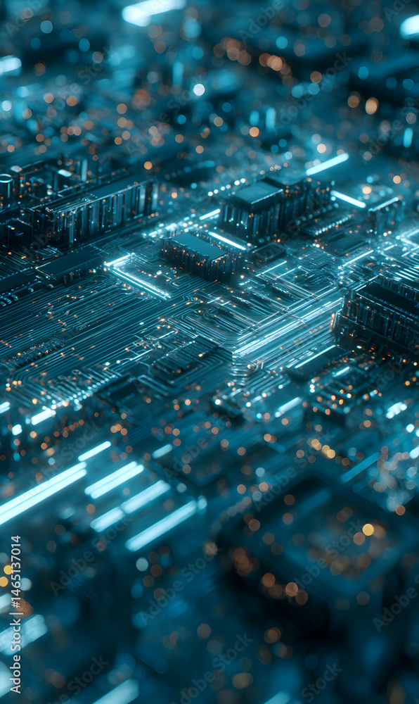 Aufkleber intricate network of illuminated circuit pathways evokes futuristic technological advancement and co