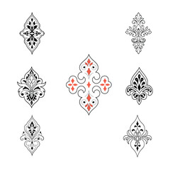  Luxury Damask Ornaments decorative Vector Floral Design.