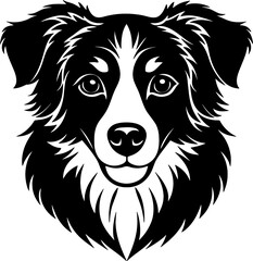 Australian shepherd simple black silhouette, Black silhouette vector icon, silhouette illustration