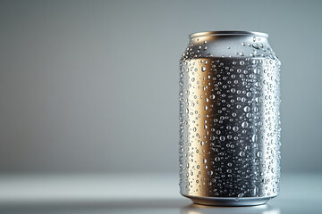 **Metallic Soda Can Standing Upright On A Pure White Background, Soft Shadows Below, Hyper-Clean Lighting, Realistic Texture And Condensation Droplets For Advertising Mockups --Ar 3:2 --S 650 --V 6.1 
