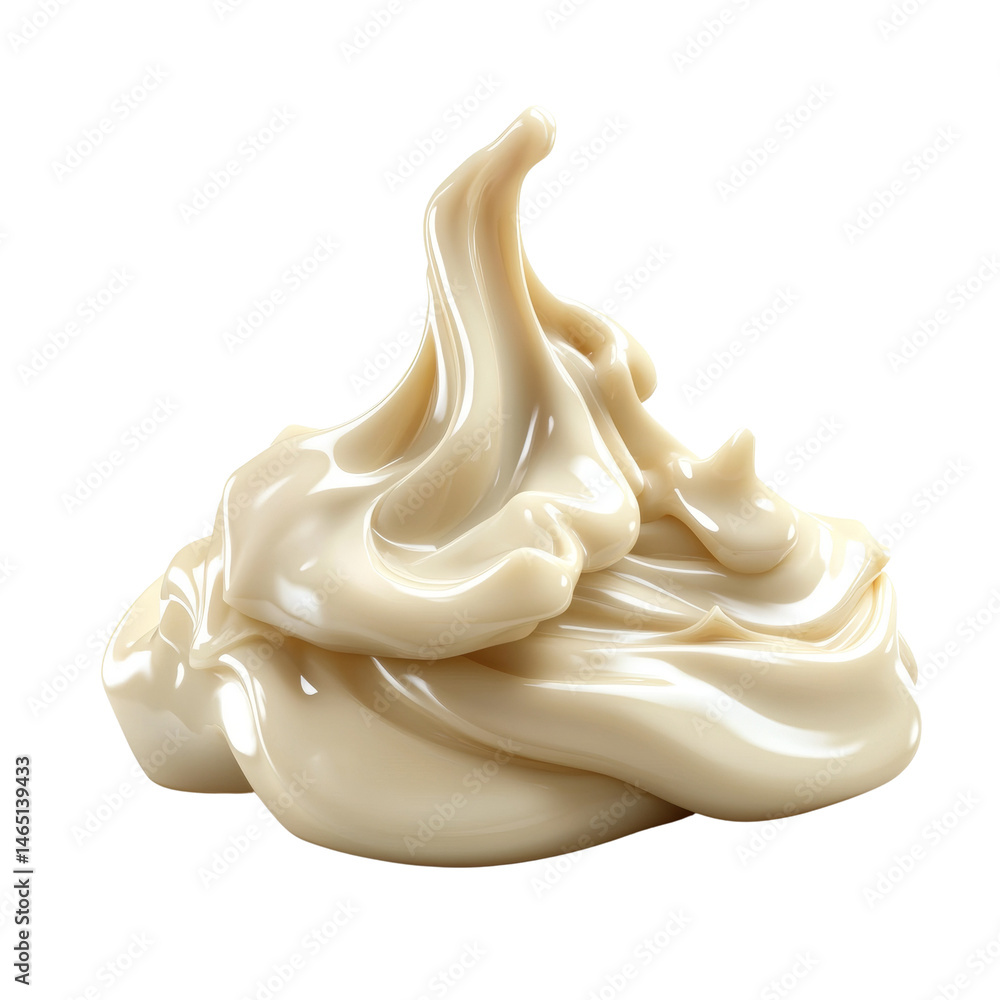 Poster creamy swirls of smooth vanilla frosting isolated on a white background