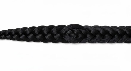 Black braided hair extension close up