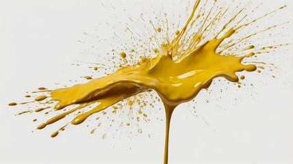 Energetic Yellow Paint Splash on White Background &ndash; Abstract Art in Motion