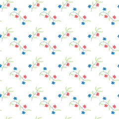 hand drawn flower seamless pattern design, vector repeated flower background
