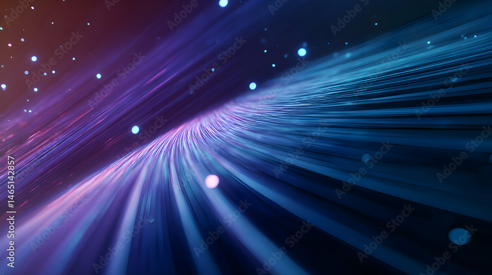 Poster a swirling tunnel of light streams across the cosmos with ethereal glowing orbs scattered through th