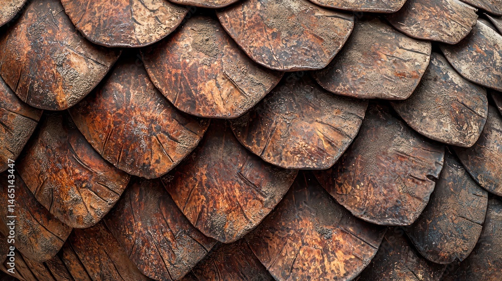 Poster a close-up of an armadilloâ€™s armor plates, showing intricate detail of the overlapping segments.