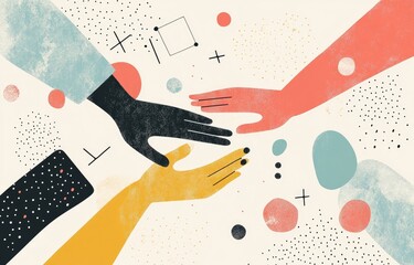 Diverse hands join in unity