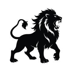 a lion roaring black vector art silhouette