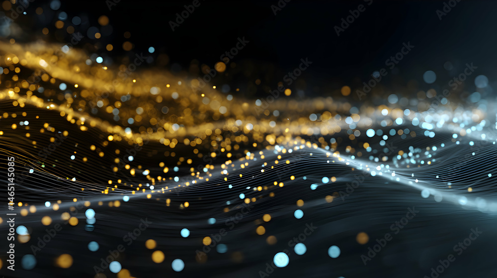 Poster luminous network with dynamic color streams and ethereal particles creating a modern techscape