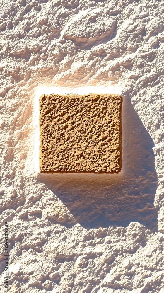 Poster light taupe pebbled paint texture background with square