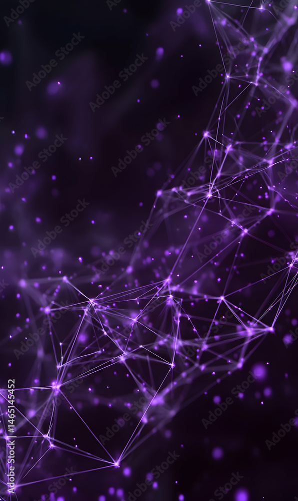 Aufkleber interconnected network of luminous purple dots forming a complex web in the digital sphere glow