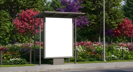 Open for Creativity—Unoccupied Media Panel Awaiting Content in a Green Public Area