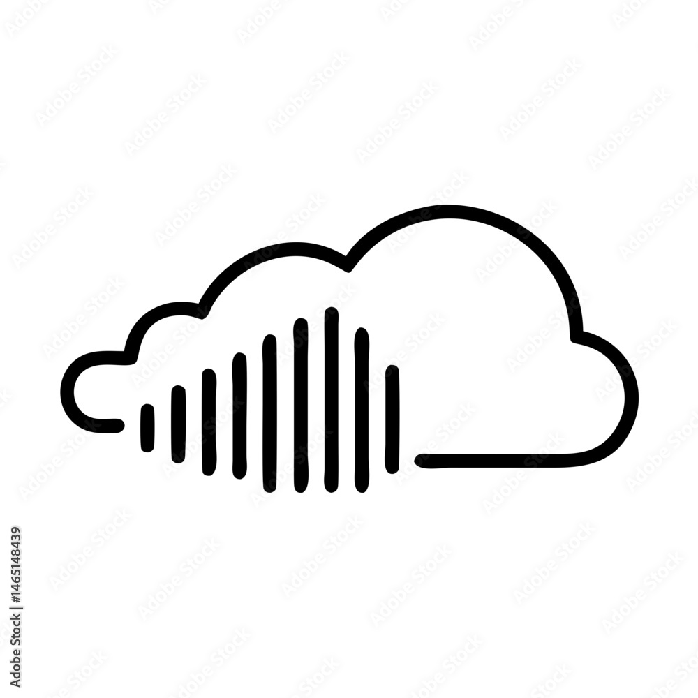Poster cloud with sound waves icon in minimalist style - minimalist cloud sound waves icon design