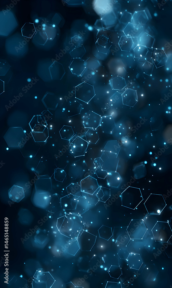 Poster illuminated geometrical pattern dances across a dark canvas creating an abstract dreamy effect and d