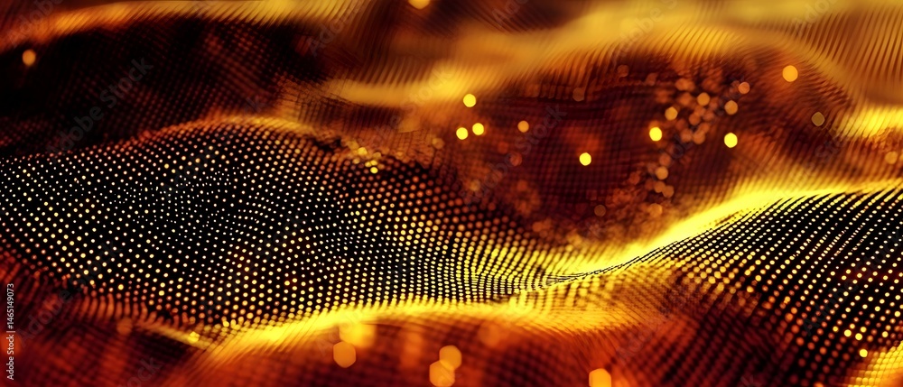 Poster an abstract mesmerizing digital landscape featuring a dazzling display of luminous dynamic particles