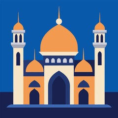 vector illustration of mosque in black and white