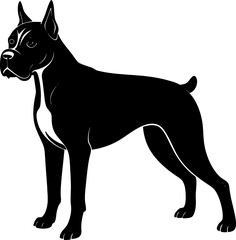 boxer dog simple black silhouette, Black silhouette vector icon, silhouette illustration, Animal silhouette