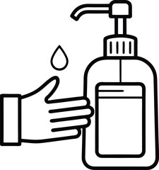 handwashing with liquid soap outline vector on white background