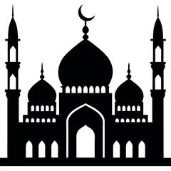 silhouette of mosque. silhouette of mosque in black bakground
