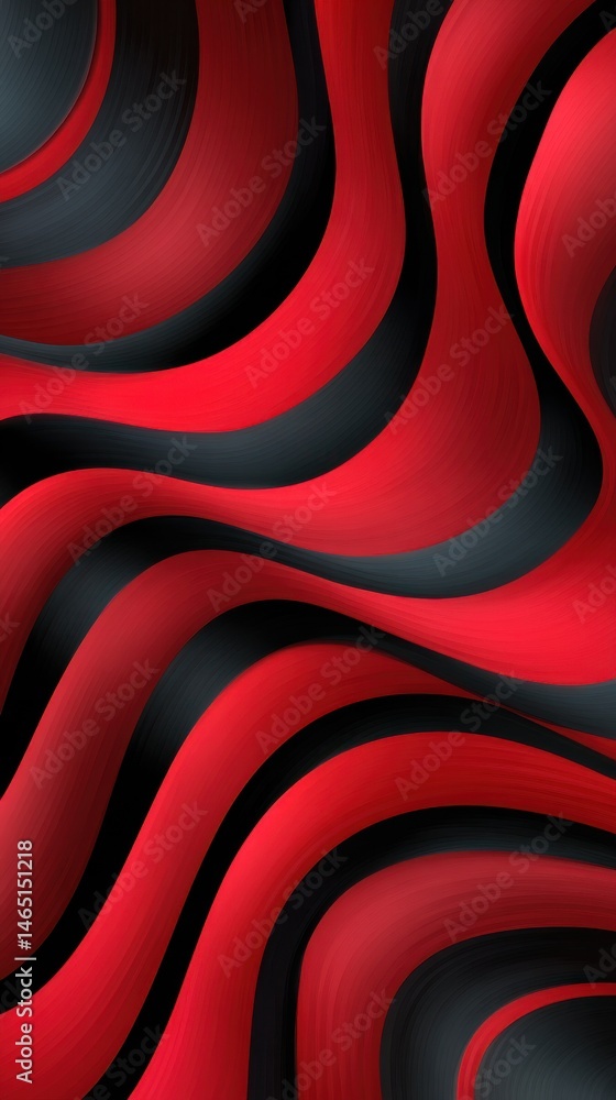 Poster abstract red and black wavy background with curved lines and modern design