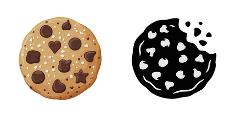 Homemade Chocolate Chip Cookies Stacked Tower Isolated on White Background, set of cookies with chips isolated on white, set of stack cookies isolated on transparent background, Set of a, Stereo desk.