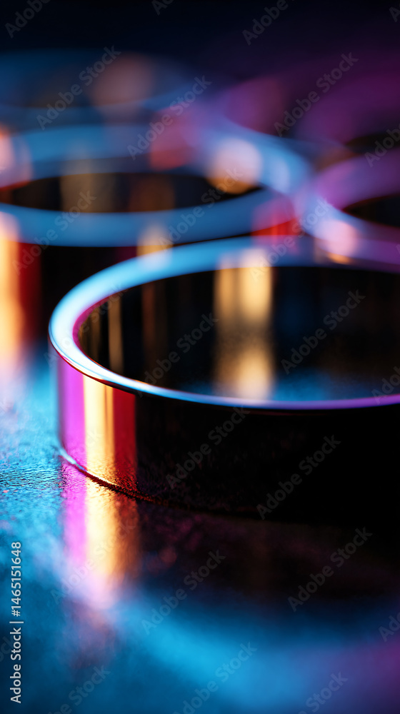 Aufkleber abstract close up of multiple shiny, circular structures on a lustrous backdrop